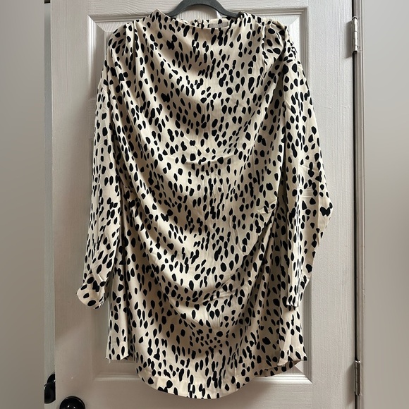 NWT Cream Spotted Draped Dress XL - Picture 2 of 9